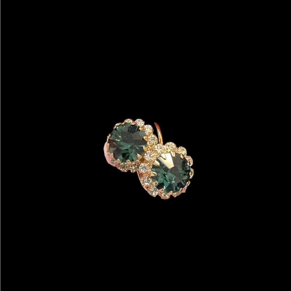 18K Gold Filled Green and Gold Crystal‎ Earrings